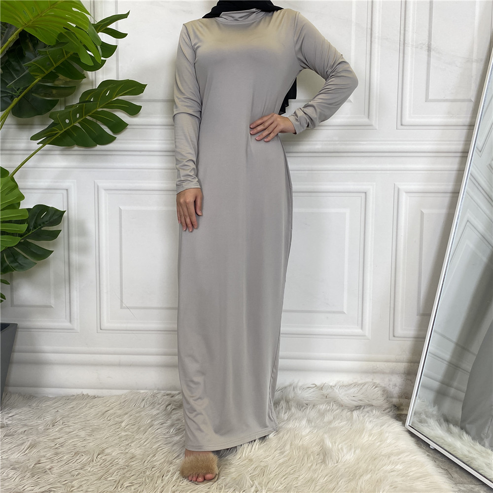 Vestido Abaya modesto para mujer, Vestido informal con cuello de tortuga, Hijab, Vestido interior musulmán para mujer, Maxi bata caftán turco, ropa islámica: XXL / Castaño