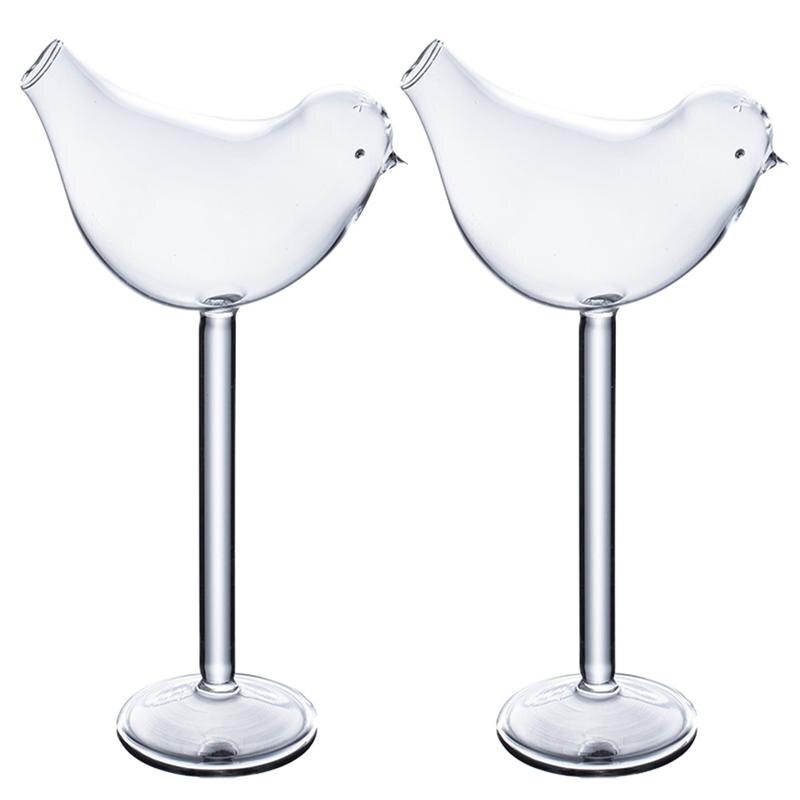 Vasos de cristal con forma de pájaro para cóctel, 2 uds., transparente: Default Title