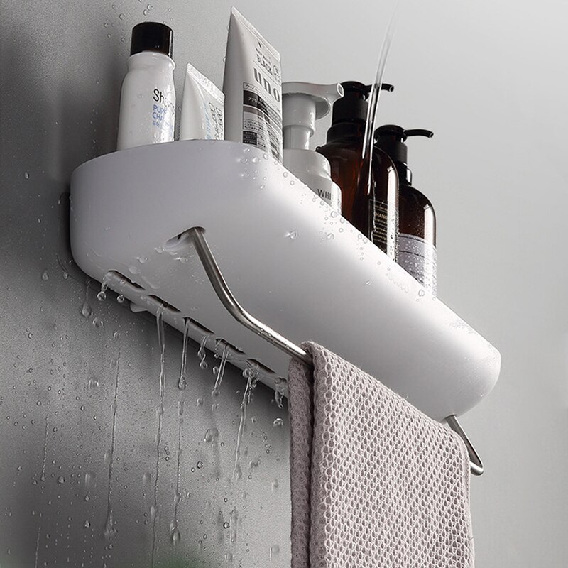 Badkamerplank, douchewand, shampoorek, keukenorganizer, opbergdoos met handdoekhouder, geen boren nodig, badkameraccessoireset