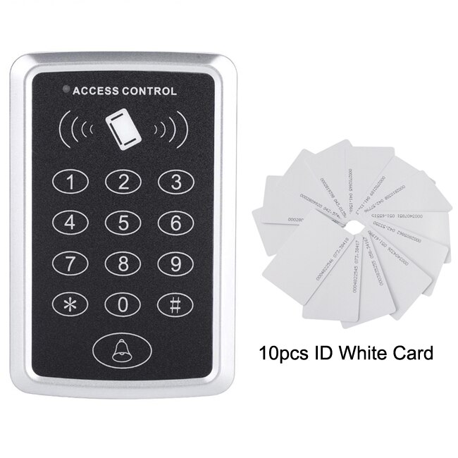 Waterproof 125KHz RFID Access Control Keypad Outdoor Rainproof Cover EM Card Reader 10pcs Keyfobs For Door Access Control System: AC and 10 cards