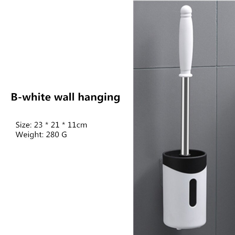 Siliconen Wc Borstel Voor Wc Accessoires Lensbare Toiletborstel Muur Gemonteerde Cleaning Tools Home Badkamer Accessoires Sets: B-white wall hanging