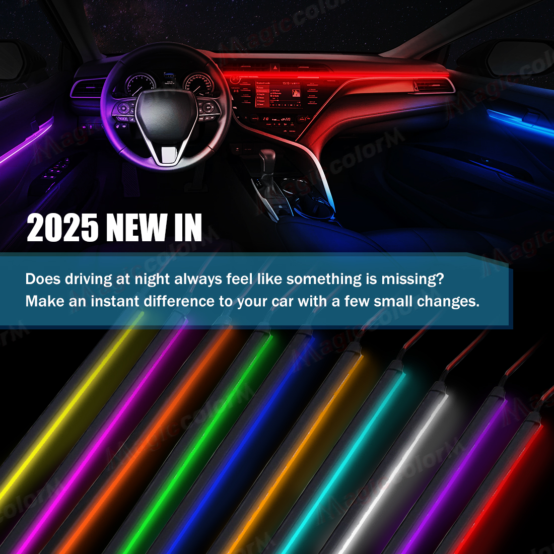 EL Wire Car LED Ambient Light Car Interior Decorative Lamp For Universal DIY Flexible Hidden Cuttable Colour Acrylic Strip 110cm