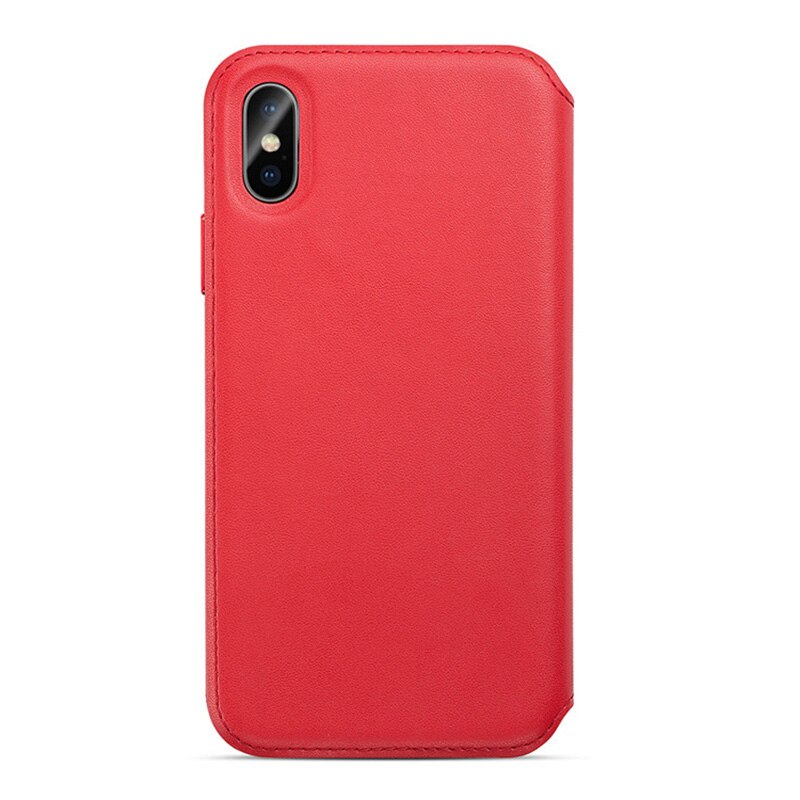 Echtem Leder Folio Fall für IPhone X XS MAX 11 pro max Echt Leder Folio Telefon Abdeckung für IPhone 11/11 pro Nette Abdeckung: for iphone X / Rot