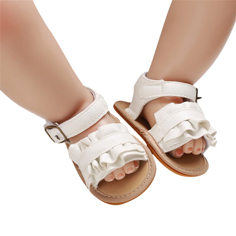 Baby 2020 trend baby meisjes zomer sandalen pu leer ruches zachte zool antislip stijlvolle strand casual schoenen schoeisel