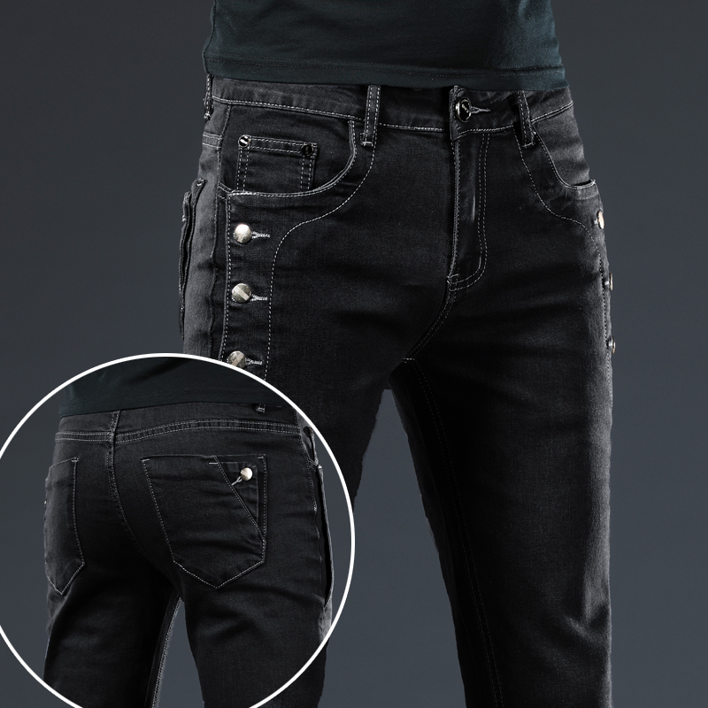 Slim Skinny Jeans Men Elastic Korean Multi-Button ... – Grandado