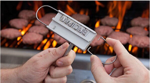 Marcador de carne y barbacoa con personalidad, marcador de carne de hierro para barbacoa con letras intercambiables, herramienta para barbacoa intercambiable, 55 letras