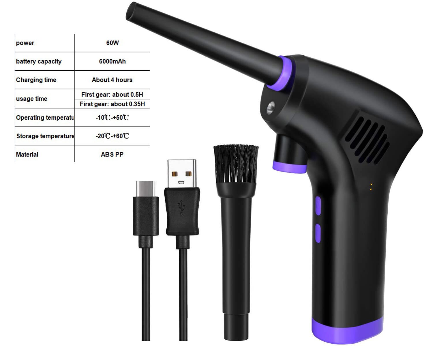 Cordless Air Duster Rechargeable Keyboard Cleaner Blower Hand-held Charging Dust Blower Tablet Laptop Computer Accessories: A-6000mah