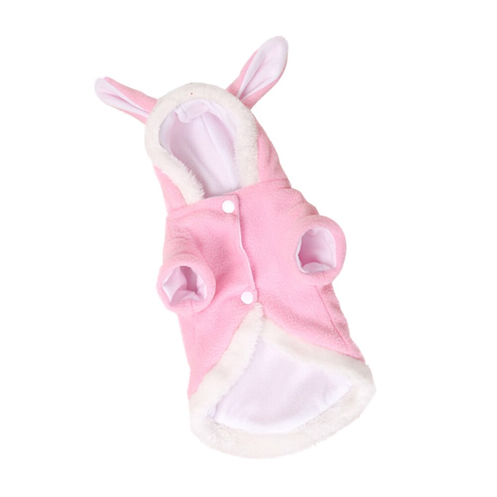 Cute Bunny Pet Dog Costume Clothes Hooded Coat Fleece Puppy Warm Outfit JAN88: Pink / XS