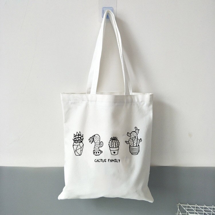 Cactus plante sac fourre-tout dames toile sacs à provisions sac de voyage sac à main graphique mignon pliable fourre-tout grande capacité: B0321-TBWH-M