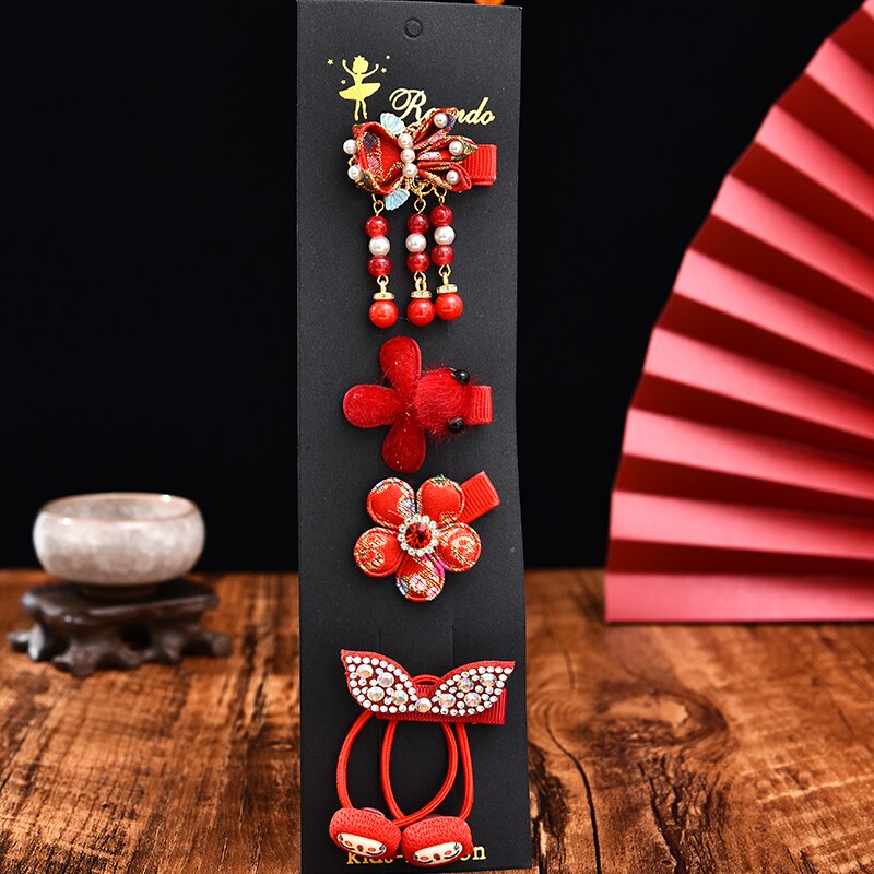 3/5/6 unids/set de horquillas de pelo con borlas de flores bonitas para niños, horquillas de pelo de piel sintética para niñas, horquillas, encantador para niños, accesorios para el cabello: flower-2-6 Pcs