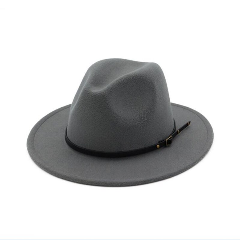 Uldfilt fedora hat kasket bred kant med bælte damer trilby chapeu feminino hat kvinder mænd jazz kirke gudfar sombrero kasketter  h3
