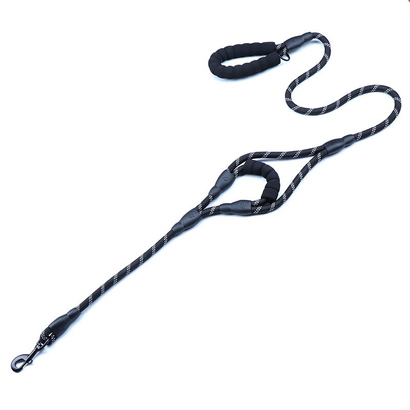 Hondenriemen Outdoor Reizen Dog Training Chain Heavy Duty Dubbele Handvat Lood Voor Meer Controle Nylon Touw Training Dual Handvat: black / 150cmX1.2cm