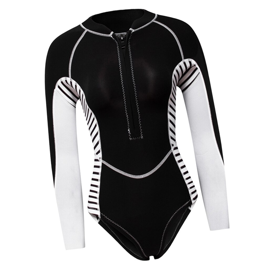 2MM Neoprene Wetsuit Women Long Sleeve Scuba Diving Wet Suit Swimsuit Rash Guard Wetsuit for Surfing Swimming Diving Suit: Black XS