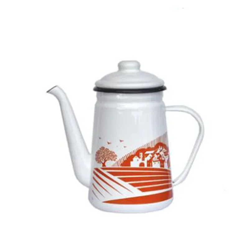 Vintage Emaille Koffiepot 1.1L Capaciteit Hand Theeketel voor Inductie Kookplaat & Gasfornuis Universeel Gebruik Water Of Thee