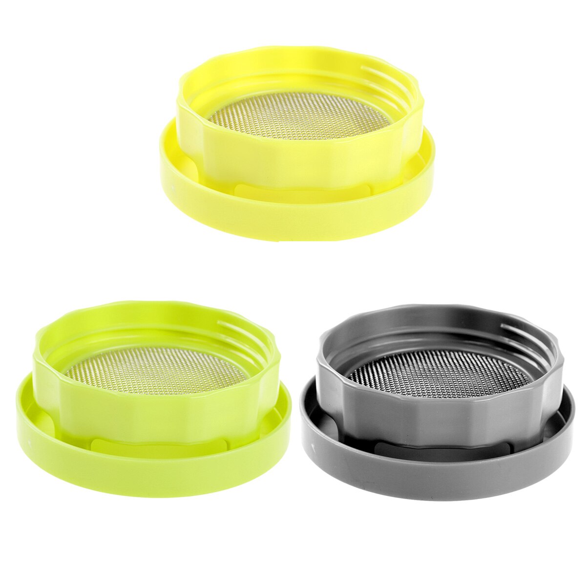 Plastic Brede Mond Mason Jar Zaad Kiemen Deksels Rvs Mesh Deksels Met Plastic Water Lade Voor Maken Organische Spruit