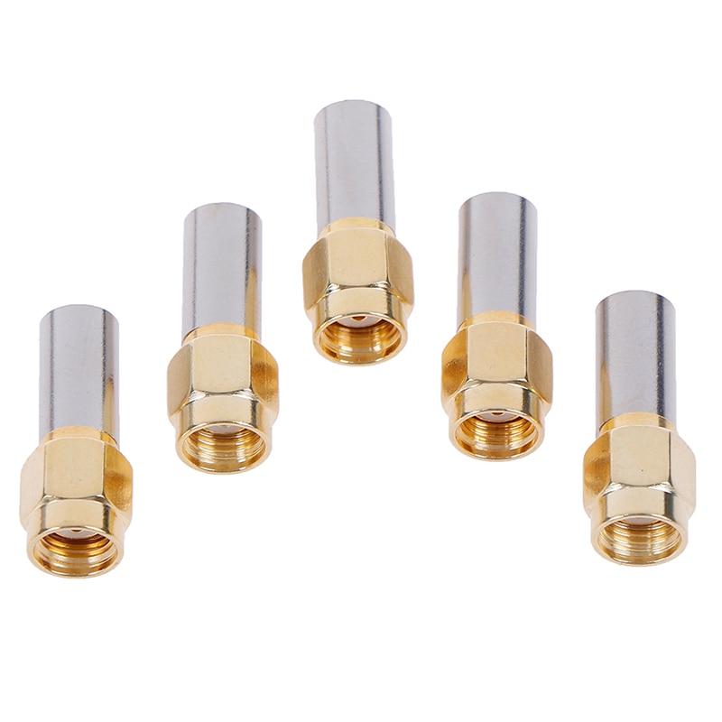 5pcs SMA Male Plug RF Coaxial Connector Crimp For RG58 RG142 RG400 LMR195 RG223