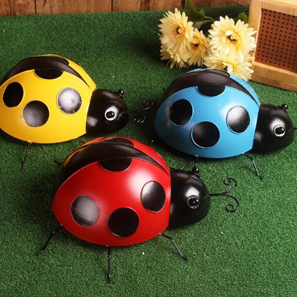 3Pcs Ladybug Insect Ornament Home Garden Decor Wall Hanging Art Craft 10cm