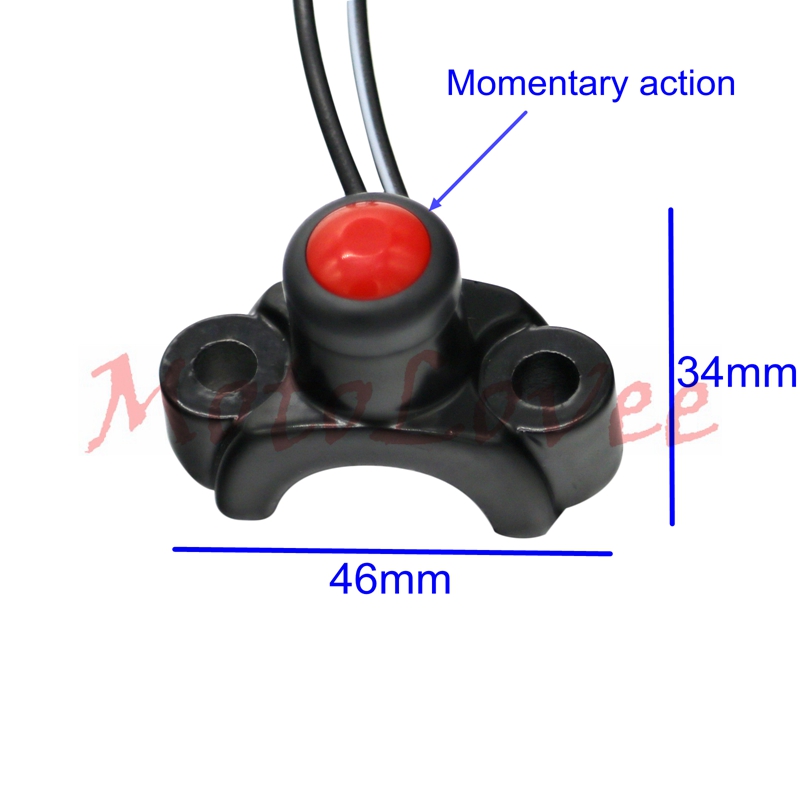 Motolovee 1 PC Red/Yellow Universal Motorcycle Switches Aluminum Handlebar Mount Headlamp Power Start Kill Fog Light Button