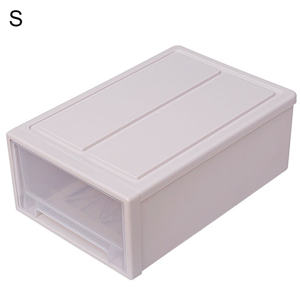 Plastic Drawer Type Clothes Storage Box Quilt Clothes Underwear Organizer Dust Cabinet Storage Container Household Storage: Beige  S