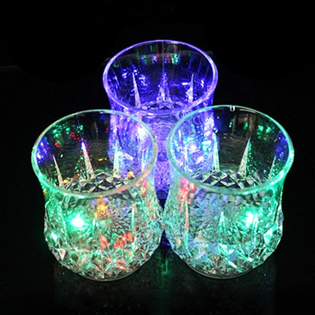 Inductive Colorful LED Glass Cup Wine Whisky Cup Flash light Acrylic Bar Party Beverage Cup Night Light Cup