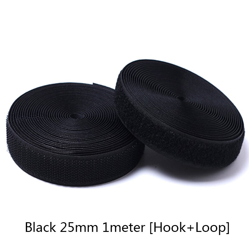 1M Strong Velcros Adhesive Hook Loop Fastener Tape Strip Nylon Sticker Velcro for Sewing DIY No Glue 16/20/25/30/38/50/100/150mm: black-25mm-1meter