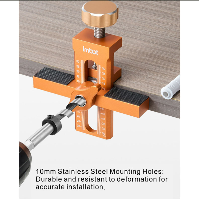 imbot woodworking Adjustable Aluminum Alloy Cabinet Door Lift & Drill Aid Position & Hole Drilling Tool for Cabinet Installation