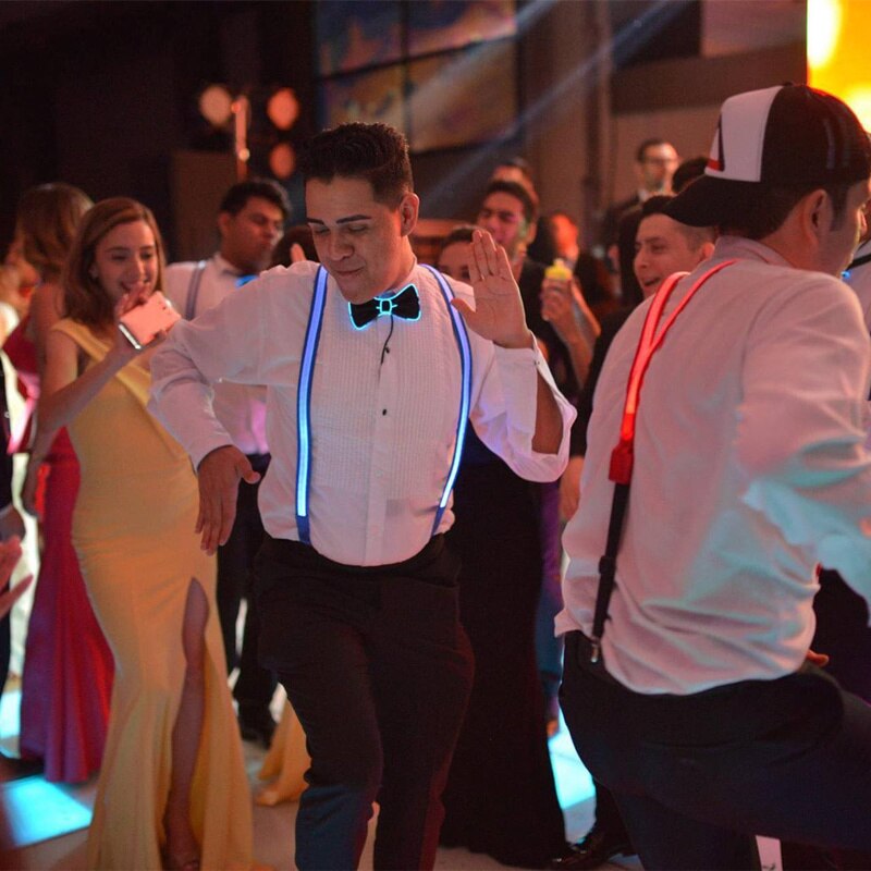 Tirantes luminosos Led para hombre, pajarita, barra de música perfecta, iluminación Led, accesorios para actuaciones y fiestas de disfraces