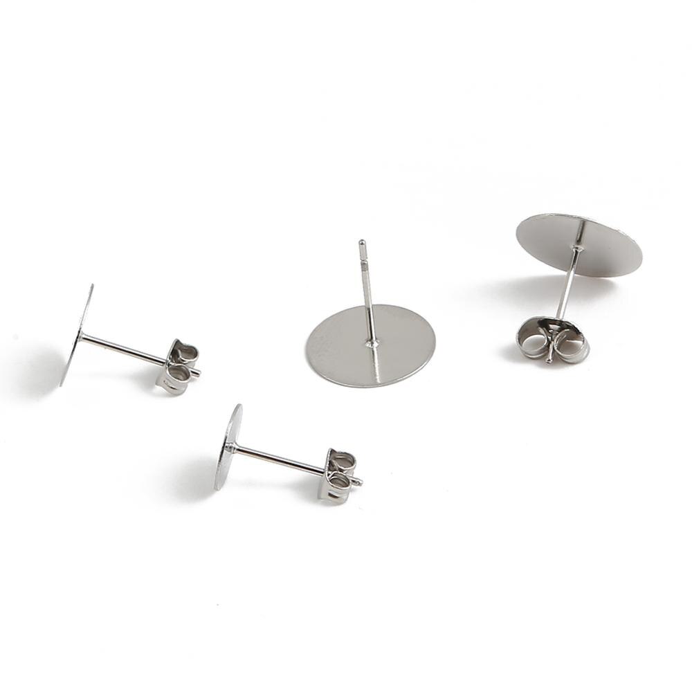 100/200pcs Stainless Steel Blank Earring Stud Base Pins Earrings Earplug For DIY Jewelry Making Accessories Supplie