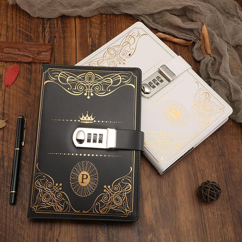 1PC Vintage Style PU Cover Diary Notebook Journal Notepad With Code Lock Vintage Secret Book European Luxury Lock Notebook