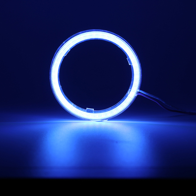 Super Ljusa Halo Ringar COB LED Angel Eyes - 60mm till 120mm - Bil och Motorcykel DRL Lampa: Djupblå / 3000k