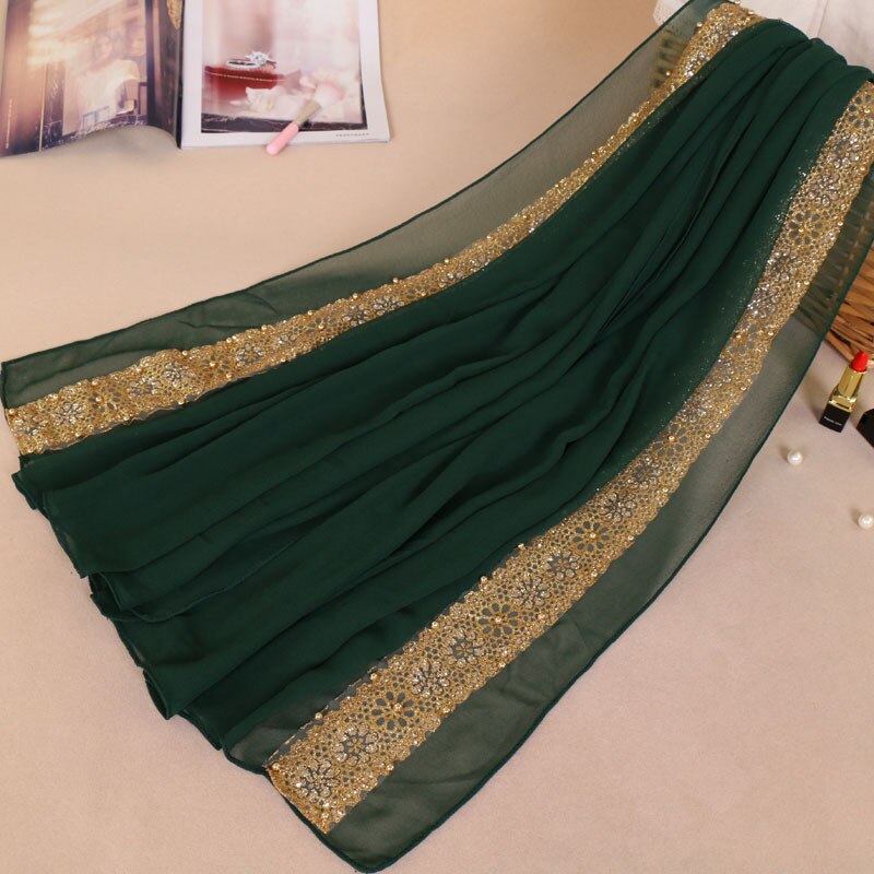 85*180Cm Moslim Chiffon Hijab Sjaal Voor Vrouwen Islamitische Kant Hoofddoek Foulard Femme Effen Sjaals En Wraps Hijab dames: 5