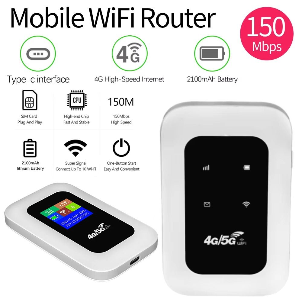 Router Hotspot 4G LTE 2100mAh 150Mbps Mini Kieszonkowy WiFi z Gniazdem Kart SIM Bezprzewodowy Router Internetowy