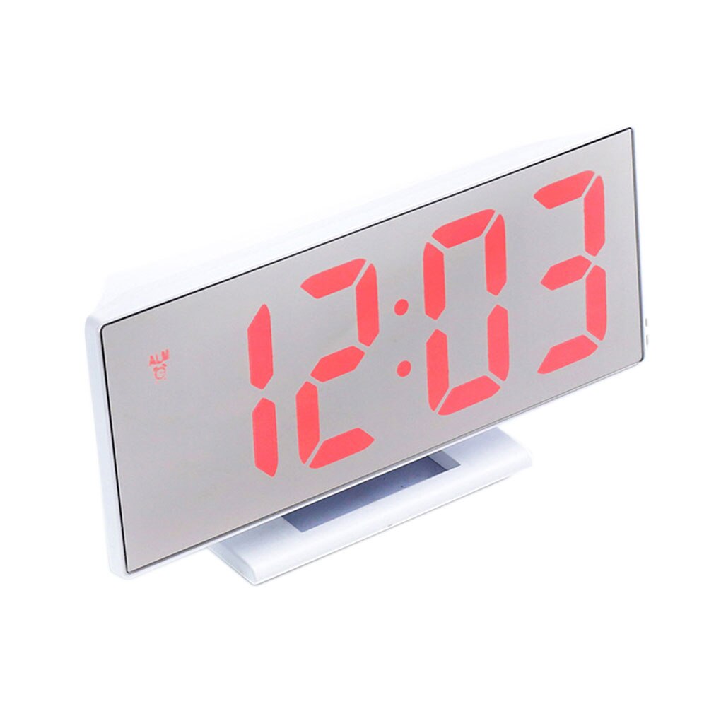 LED Mirror Digital Alarm Clock Electronic Watch Table Multifunction Snooze Night Display Desktop Alarm Clocks 12/24-hour System: 06