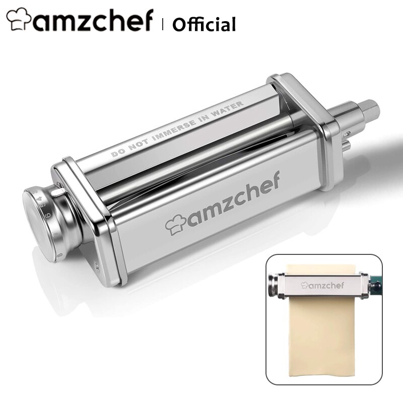 AMZCHEF – rouleau à pâtes en acier inoxydable, pour appareil à pâtes, accessoires Kitchenaid, DT-A-0, 8 réglages d&#39;épaisseur
