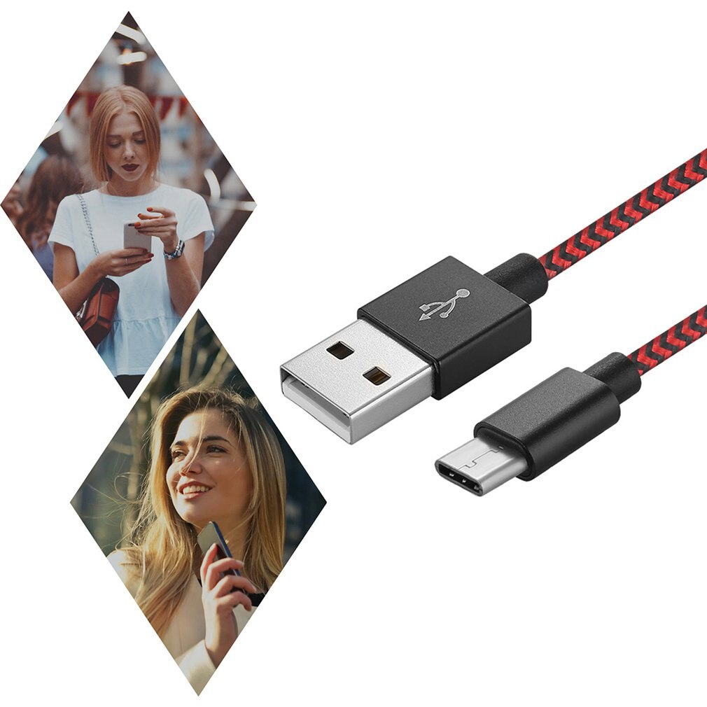 Câble de données usb de charge rapide en nylon tressé pour téléphone portable android type-c ios