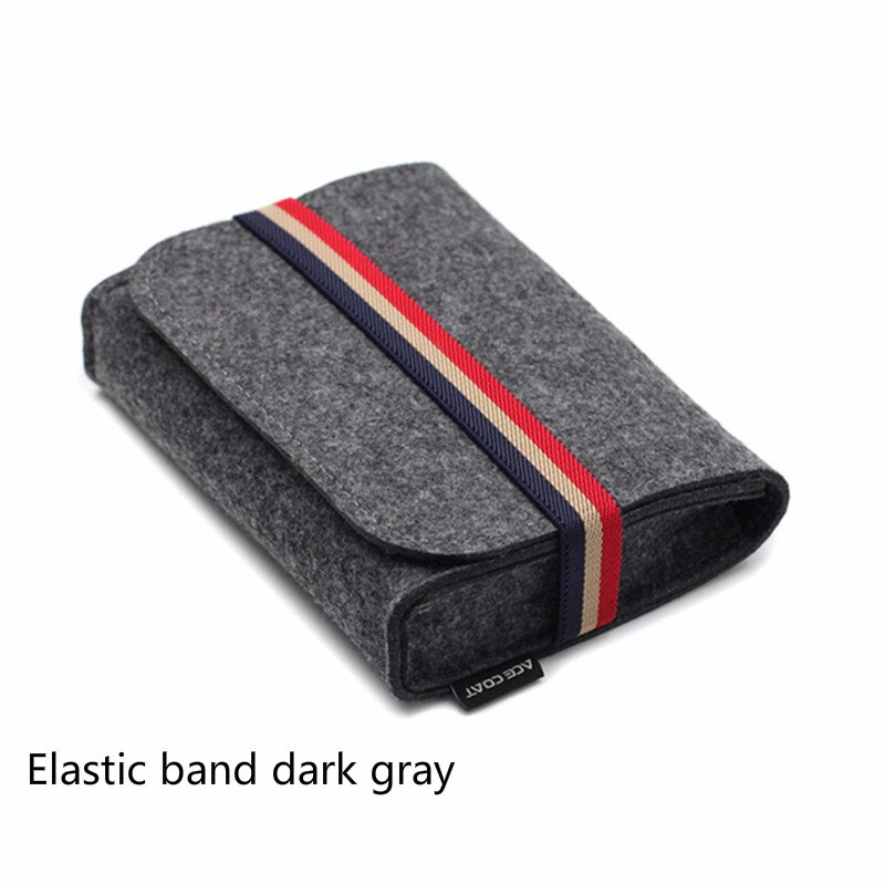Wool Fiber Power Bank Storage Bag Mini Sofe Felt Pouch For Data Cable Mouse Travel Organizer Electronic Gadget Organizador Bag: Elasticdark gray