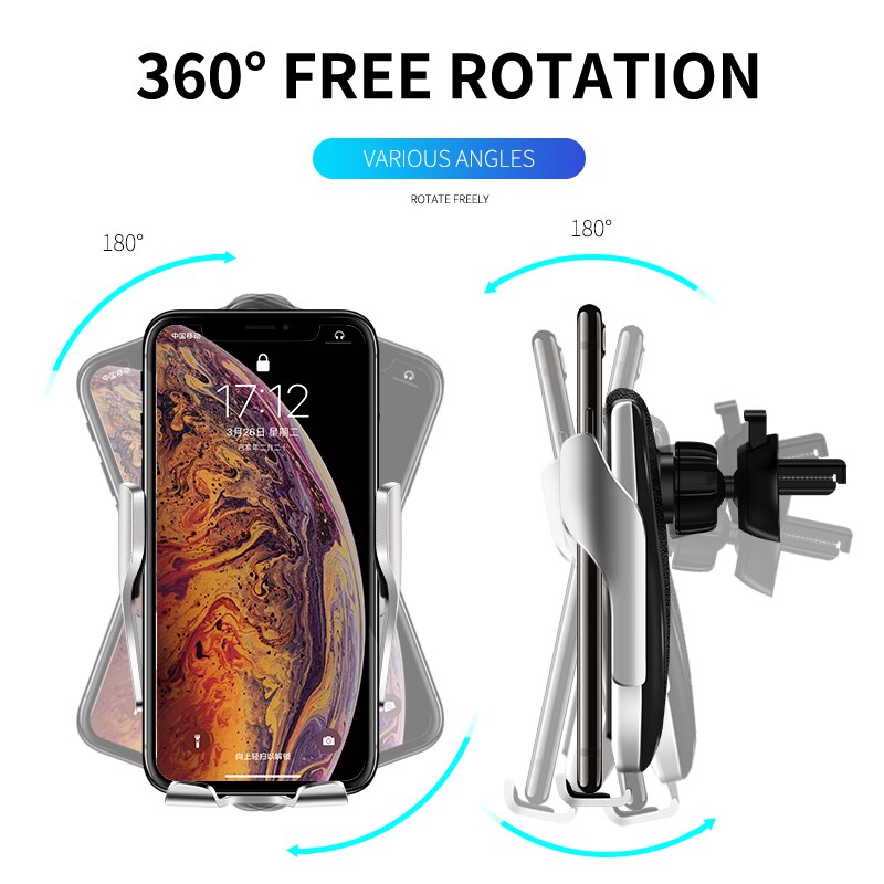 DCAE Automatic Clamping Wireless Car Charger for iPhone 11 8 X XS 10W Qi Fast Charging Air Vent Phone Holder For Samsung S20 S10