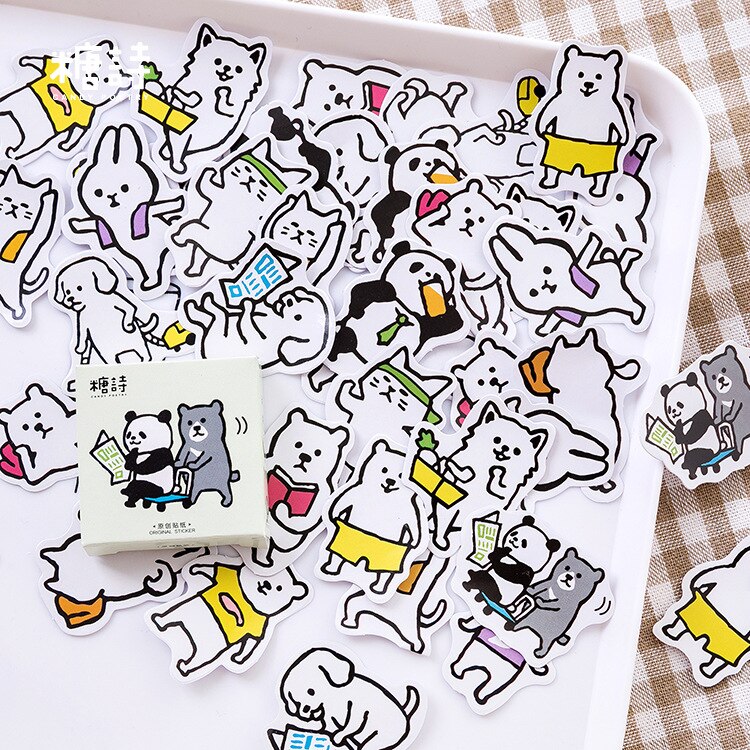 40 PCS Pattern Neon Sticker Animal Cute Decals Stickers for Children to Laptop Suitcase Guitar Fridge Bicycle Car: E