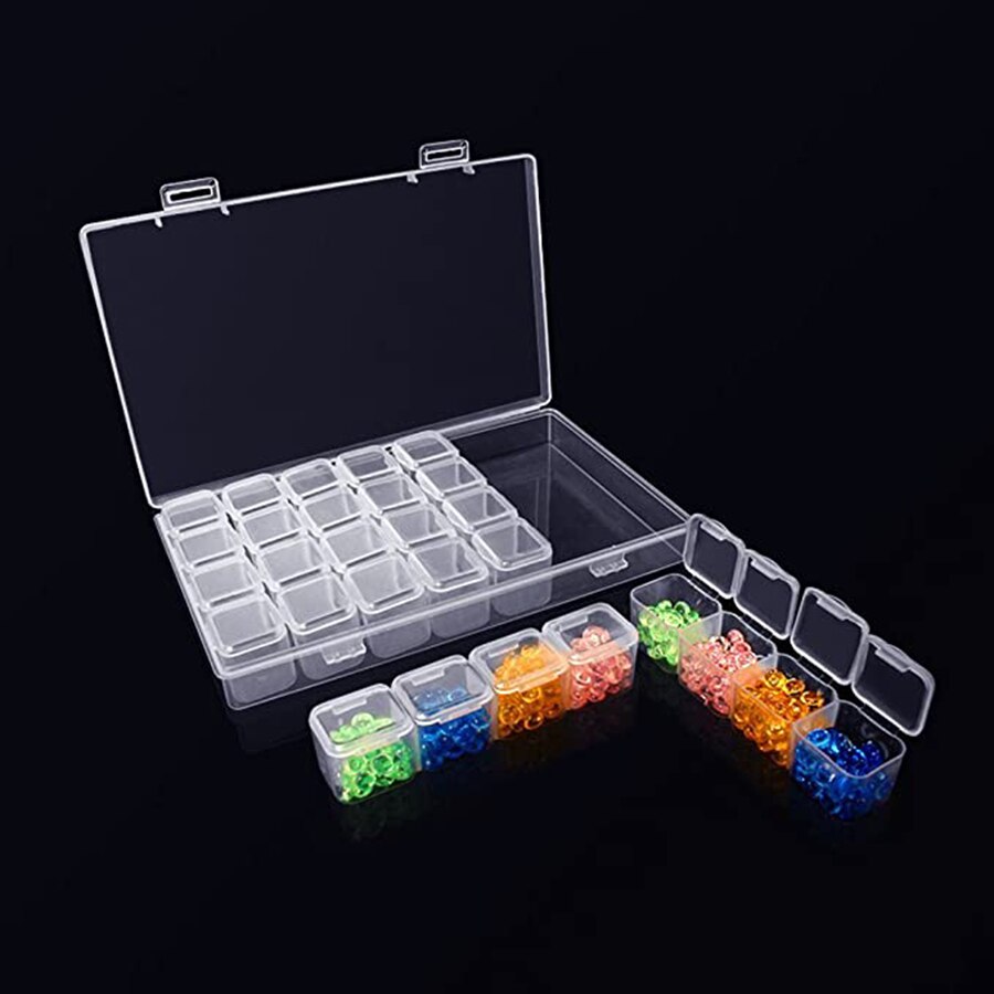 28Girds 5D DIY Diamond Painting Tools Storage Box Rhinestone Container Box Diamond Painting Accessories Organizer Case