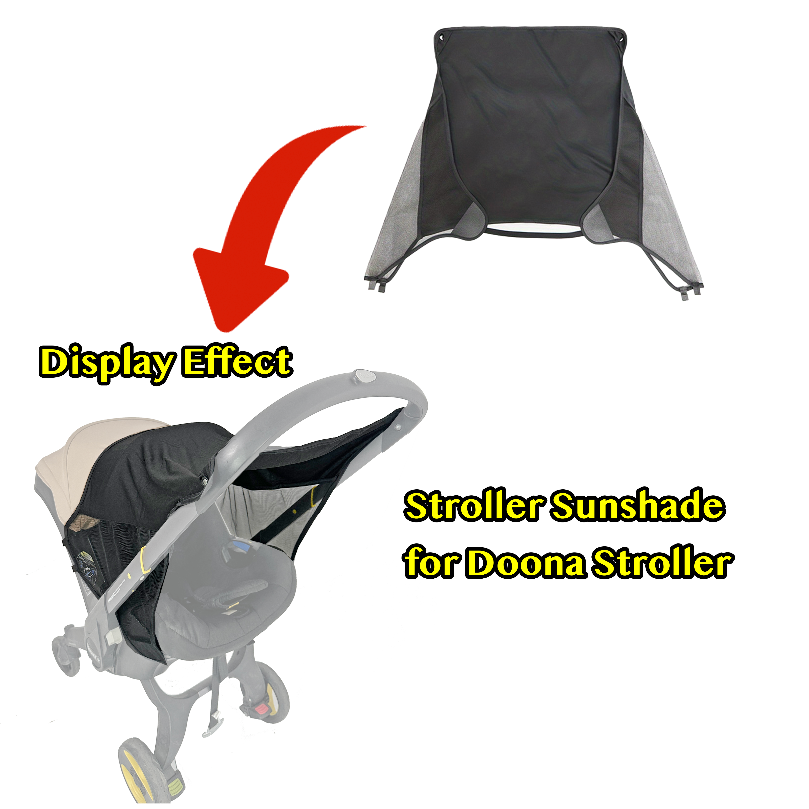 Zonnescherm voor Doona kinderwagen, kinderwagenaccessoires, zonnescherm met volledige dekking, UV-bescherming voor baby's voor de zomer, buitenshuis