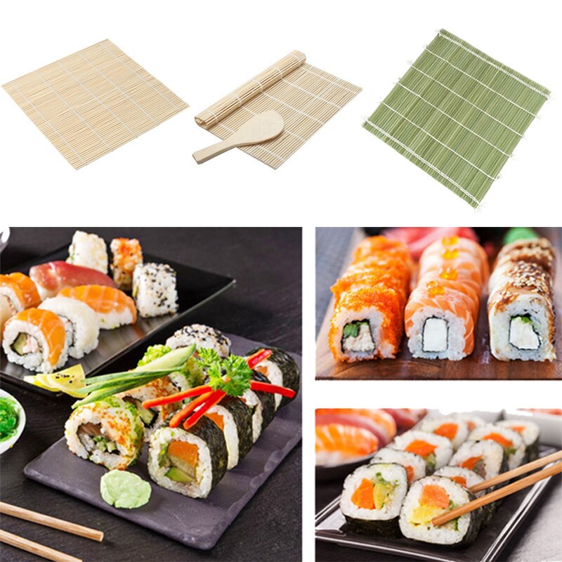 Gunkan Maki Sushi Met Met Zalm Op Een Bamboeblad En Op Een Zwarte Steenlei De Mat Van Het Bamboe Rode Chinese Stokken Sushimenu Image138202663