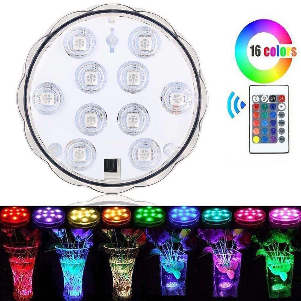 Tinghao 10 led fisktank rgb akvarieljus vattentät nedsänkbar vas poolbelysning undervattensdekor fjärrkontroll
