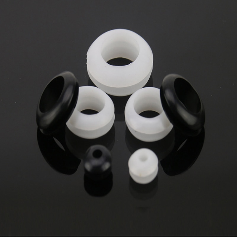 Ojales Blakc Arandelas de cableado de goma blanca Cable de anillo Bobina de doble cara Anillo de sellado de junta tórica 3 mm/4 mm/5 mm/6 mm/7 mm/8 mm/10 mm 50 piezas