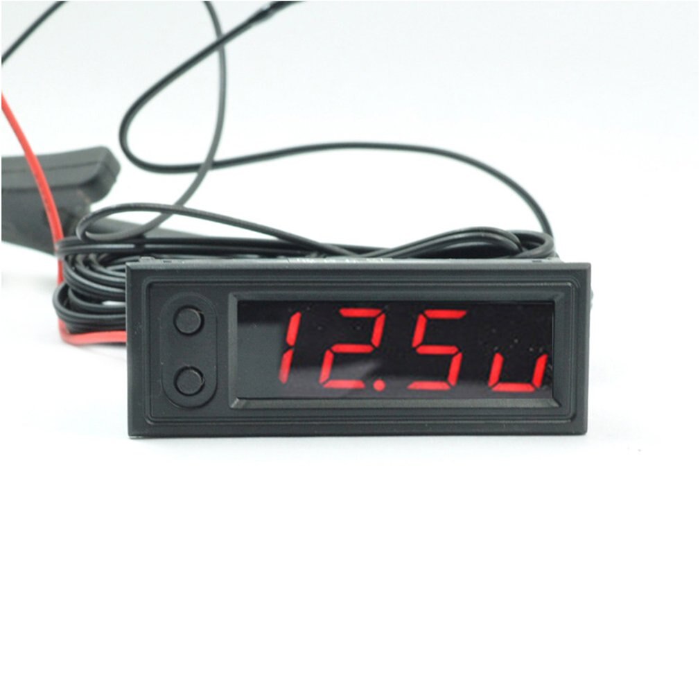 3-In-1 Auto Voertuig Klok Digitale Buis Led Voltmeter Thermometer Tijd Automobiel Tafel Klokken Dial elektronische Klok: Rood