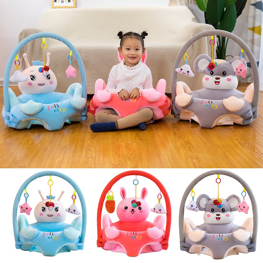 Baby Sofa Support Seat Cover Cartoon Animal Learning To Sit Feeding Chair with Rod Infant Toddler Washable Cradle No Filler