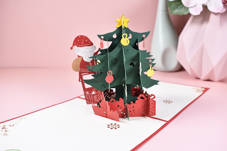 Cartes Pop-UP 3D pour arbre de noël, décoration de noël, d&#39;hiver, cartes de vœux du nouvel an