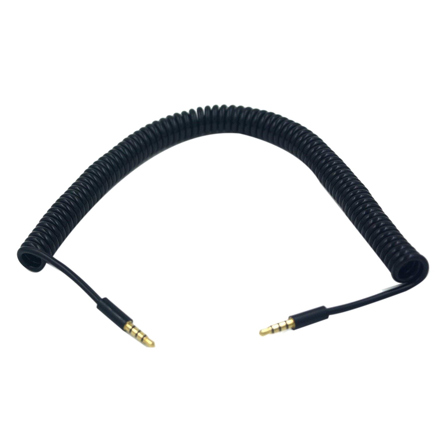 3.5mm Male to Male Jack 4 Pole Extension Aux Audio Coiled Spiral Cable 1.5M: Default Title
