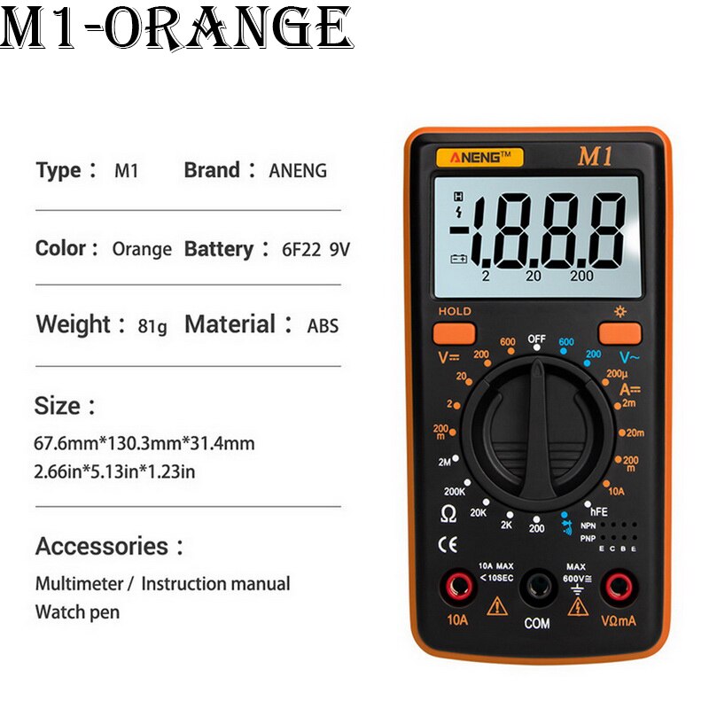 M1 Digital Multimeter Esr Meter Multimetro Tester True Rms Digital-Multimeter Tester Multi Meter Richmeters Dmm 400A: C