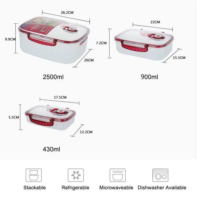 3 szt. Pojemnik próżniowy wielofunkcyjny prasa próżniowa skrzynka konserwatorska żywność zaplombowana skrzynka robić kuchni robić jedzenia zachowywanie świeżości przechowywanie próżniowe pudełko