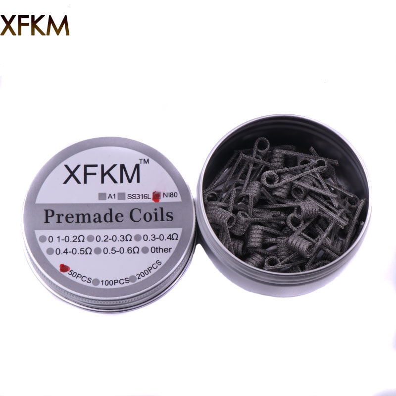 XFKM 50 stks Super Alien Clapton Spoel twee core fused clapton juggernaut Verwarming Draad Vape Weerstand Premade Coil Prebuilt Coil